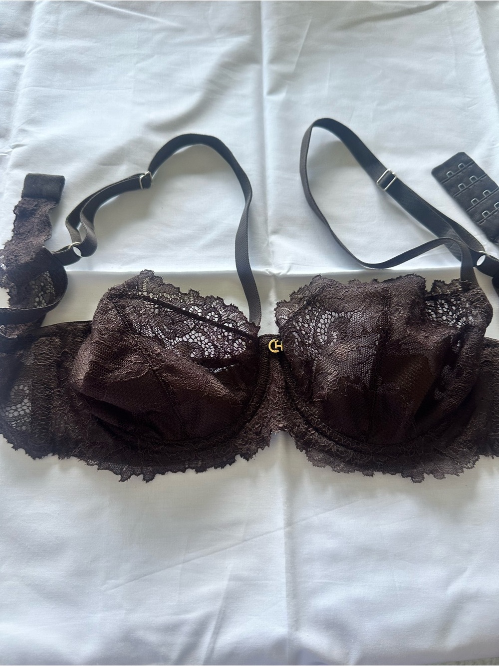 Lace Underwire Balconette Bra - Brown